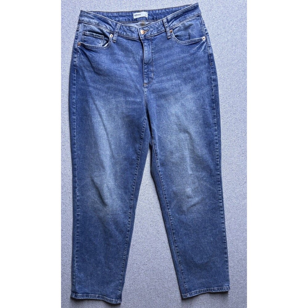 SONOMA Goods for Life Women's High Rise Straight Leg Jeans Size 14R Blue Wash